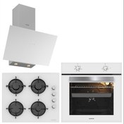 Resim Silverline BO65E1W01-CS5349W01-3481 Flam Beyaz Cam Ankastre Set 