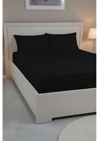Resim %100 Pamuk Ranforce Premium Çift Kişilik Çarşaf Seti - Siyah Siyah 