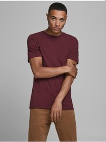 Resim Jack & Jones Jjeorganıc Düz Tişört 12156101 Koyu Bordo 