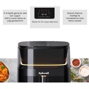 Resim Robwell Robx Rxo5 Son Teknoloji Otomatik Buhar Püskürtmeli Airfryer 10 Renkli Işıklı Menü 