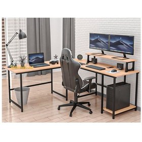 Resim 250-e Açık Ceviz L Tipi Çalışma Oyun Masası Açık Ceviz 