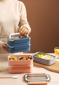 Resim Vagonlife 1600 ML Bento Lunch Box Ofis-Okul İçin Yeni Nesil Sefer Tası Çift Kat 4 bölme Paslanmaz Çe 