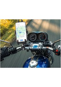 Resim Titreşim Önleyici Gidon Telefon Tutucu Dayanıklı Abs Paslanmaz Çelik Yapı 4.7-6.9" Uyumlu Gümüş - Siyah 