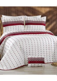Resim Colors Micro Çift Kişilik Yatak Örtüsü Krem Bordo 