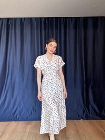 Resim Aec Prive Kadın Beli İnce Gösteren Cotton Puantiye Elbise-2342 - M 
