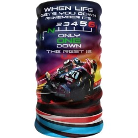 Resim Crown Micro 1 Down 5 Up Vites Tasarımlı Motosiklet Bandana Yarışçı Motivasyon Boyunluğu Buff Kask Altı Balaklava 
