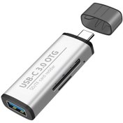 Resim Ads-103 3, 1 Tip-c Erkek-usb 3.0 Kadın + Sd / Tf Kart Yuvaları Otg Adaptörü Sd / Tf Kart Okuyucu Gümüş 