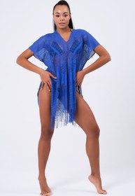 Resim vawensea Kadın Kelebek Desen Tül Pareo Mavi 