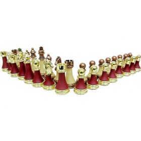 Resim ZS DEMİR Satranç Taşı Zamak Polyester Krem Bordo Dekoratif Hediyelik 