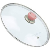 Resim Tencere Sahan Tava Cam Kapağı Kapak 34 cm Pembe Tutma Tepesi 