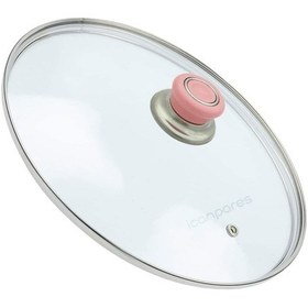 Resim Tencere Sahan Tava Cam Kapağı Kapak 34 cm Pembe Tutma Tepesi 