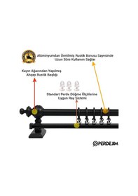 Resim Antrasit Ahşap Rustik Perde Askısı - Raylı Rustik Borusu 