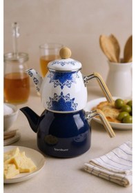 Resim Bambum Unique - Bambu Kulplu Emaye Çaydanlık Takımı Lacivert 
