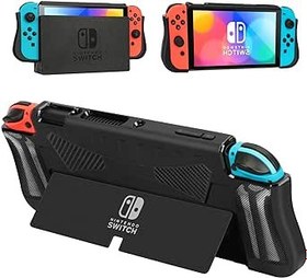 Resim Colorlife Dockable Case for Nintendo Switch Oled Protective Case with 2 Game Card Slots [Compatible with TV Dock] - Soft TPU Switch Oled Protective Cover with Ergonomic Grip 