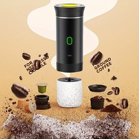 Resim Kompakt 3'ü 1 Arada Taşınabilir Kahve Makinesi - USB Şarj Edilebilir, Çift Kapsül & Ezilmiş Kahve Uyumludur, Seyahat Bardakları Dahil, Araba & Ev Kullanımı İçin İdeal, Otomatik, TYPE-C Şarj, 72W Güç, Küçük Bardaklar 