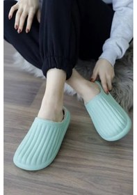 Resim Prego Kadın Eva İçi Tüylü Oluk Detaylı Hafif Ev Terliği YEŞİL Yeşil 