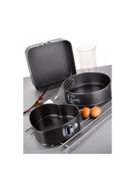 Resim 3'Lü Siyah Kelepçeli Kek Kalıbı Seti Kalp Yuvarlak Kare 