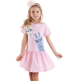 Resim Denokids Muzip Kediler Kız Çocuk Elbise Pembe 