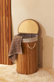 Resim Meander Yuvarlak Bambu Çamaşır Sepeti 35x61 55Lt 5113 