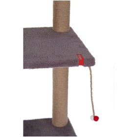 Resim 82 Cm Antrasit Iki Katlı Kedi Tırmalama Tahtası Catnipli Tırmalama Tahtası Minder Yüzey 