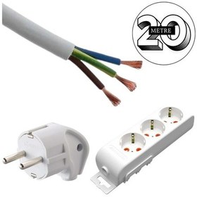 Resim Acaroğlu 20 Metre Üçlü Klemensli Grup Priz El Yapımı 20 M 