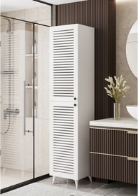 Resim Lidya Panjur Kapaklı Çok Amaçlı Dolap - Kiler Dolabı - Banyo Dolabı - Ayakkabılık - Mutfak Dolabı Beyaz 