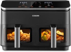 Resim COSORI Airfryer 8-in-1 Çift Bölgeli Hava Fritözü XXL 8.5 L, Görünür Pencereye Sahip İki Yapışmaz Çekmece, Enerji Tasarrufu, 35℃ - 230℃ 