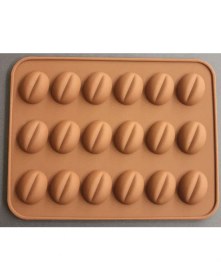 Resim Kahve Çekirdeği Silikon Kalıp Çikolata Muffin Sabun Kokulu Taş Mum Epoksi Kalıbı 18 Delikli 