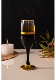 Resim Mest 535 Model Siyah Mat Gold 6 Adet Kahve Yanı Su Bardağı Seti 190 Cc Siyah Mat Gold 