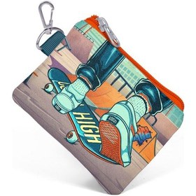 Resim Coral High Kids Civit Neon Turuncu Kaykay Desenli Bozuk Para Çantası 21823 Çok Renkli 