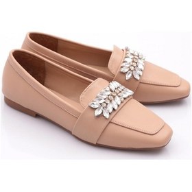 Resim Dgn 50085-23y Kadin Kristal Taşli Tokali Loafer 5008-1423-R15042 Ten Rengi 