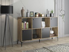 Resim Wood'n Love Satürn 4 Kapaklı Metal Ayaklı Çok Amaçlı Dolap Konsol - Atlantik Çam - Siyah \u002F Siyah 