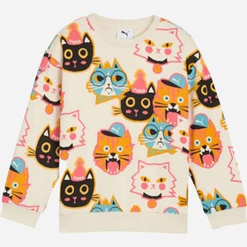 Resim Puma Moody Cat Crew Unisex Çocuk Bej Sweatshirt - 4-5 Yaş 