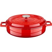 Resim Lava Edition Serisi Yekpare Kulplu 32 CM Döküm Demir Çok Amaçlı Yayvan Kırmızı Tencere LV Y ST 32 EDT K2 R 
