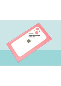 Resim Tkgz - Apple Uyumlu iPhone 13 Arka Pil Batarya Kapağı - Cam Kapak Geniş Lens Deliği - Beyaz Çok Renkli 