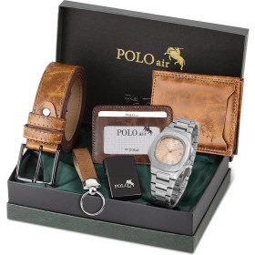 Resim Polo Air Erkek Kemer Cüzdan Kartlık Anahtarlık Çakmak Kol Saati Hediyelik Kutusunda Taba Set PL-0960E3 