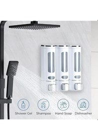 Resim 3 Adet Sıvı Sabunluk 400 Ml Duvara Monte Duş Sabun Şampuan Dispenseri Mutfak Banyo Sabunluğu Beyaz 