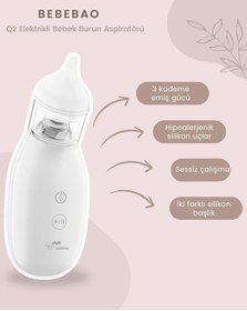 Resim Bebebao Q2 Elektrikli Bebek Burun Aspiratörü Çocuk Burun Temizleme Makinesi Şarjlı 