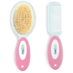 Resim BabyJem Doğal Kıl Fırça Tarak Seti Pembe - Pembe / STD 