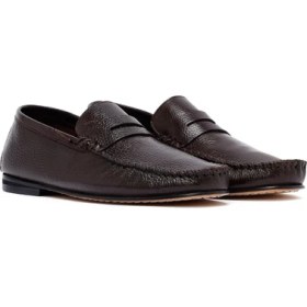 Resim Erkek Kahverengi Deri Loafer 25SFD6028FT 