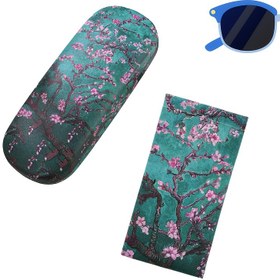 Resim 2 adet Van Gogh Esinli Yeşil Kayısı Çiçeği Gözlük Kılıfları, PU Deri Şık Moda Cam ve Okuma Gözlüğü Tutucu ile Çiçek Baskı, Kadınlar için Koruyucu Gözlük Kılıfı 