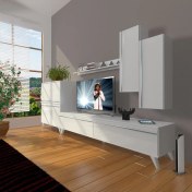 Resim Decoraktiv Eko 6 Mdf Std Retro Tv Ünitesi Tv Sehpası Parlak Beyaz 