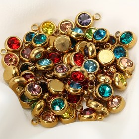 Resim 20 adet 6mm Altın Tonlu Paslanmaz Çelik Rhinestone Boncuklar, Kristal Sihirli Piyerler, DIY Takı Yapımı, Kolye Bileklik Aksesuarları 