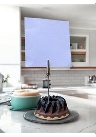 Resim Dilimli Çikolatalı Kek Temalı Fotoğraf Not Tutacağı Kahve 