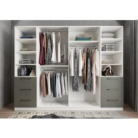 Resim Zeren 6 Kapaklı Çekmeceli Gardırop Dolap Fb 270 Cm 