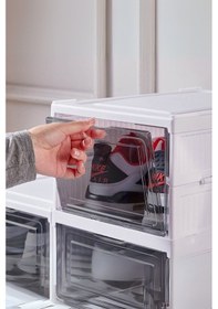 Resim 6 Katlı, Katlanabilir Ayakkabılık, Taşınabilir Çok Amaçlı, Geniş, Katlanabilir Dolap Ve Raf, Beyaz Beyaz 