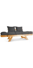 Resim Mobil Deco Kombin Wood Ahşap Iki Kişilik Koltuk Bahçe Koltuğu Yataklı Gürgen Füme 