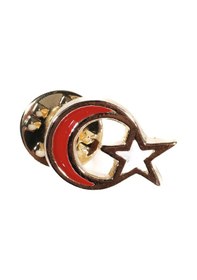 Resim Kırmızı Ay Beyaz Yıldızlı Metal Rozet Çok Renkli 