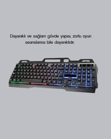 Resim Profesyonel Oyuncu Klavye Mouse Seti Rgb Işıklı, Türkçe Q, Dpı Ayarlı, Dayanıklı Gövde - Lisinya 