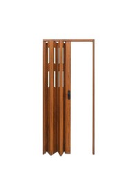 Resim Faran Dekorasyon 145 x 215 Ceviz Renk Camlı Pvc Akordiyon Katlanır Kapı - FRNAKMODEL-65 